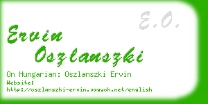 ervin oszlanszki business card